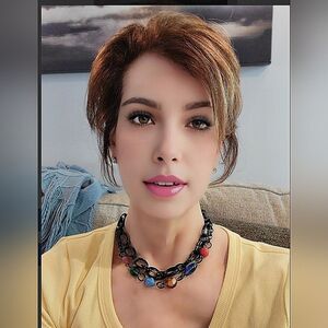 Sabika S20 Digitized Multi Colored 34" Black Chain Necklace Can Be Doubled NWOT